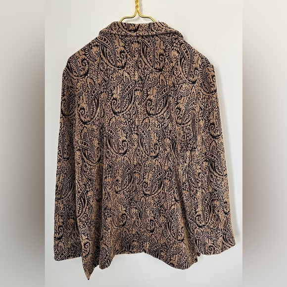 Sag Harbor Brown Black Paisley Unique Woven Textured Button Up Shirt Women’s 12 - Picture 3 of 8
